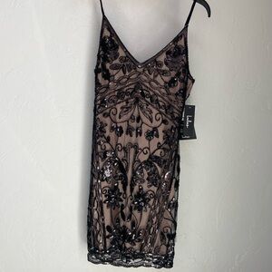 Lulus Beautiful Black sequin lace dress